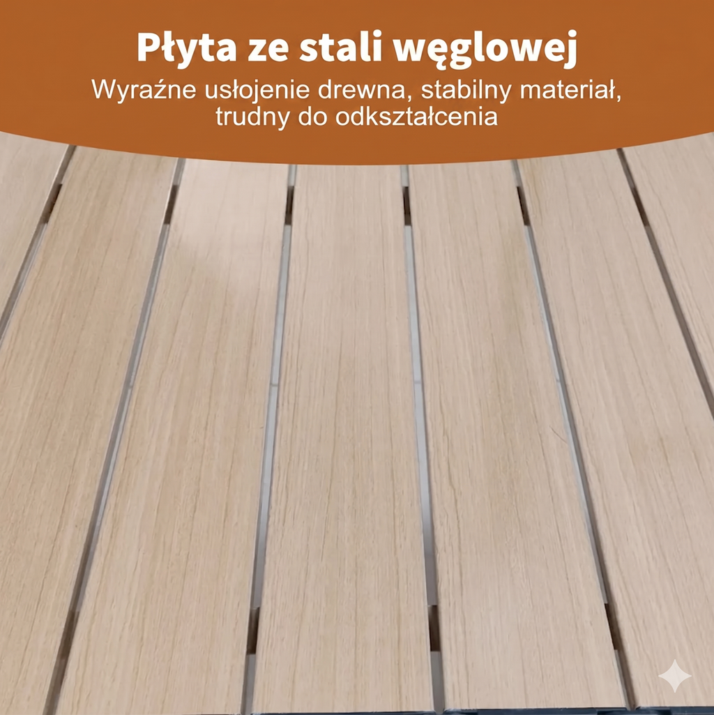 Składany stół ogrodowy z blatem w kolorze drewna - 3 rozmiary - Zeleno