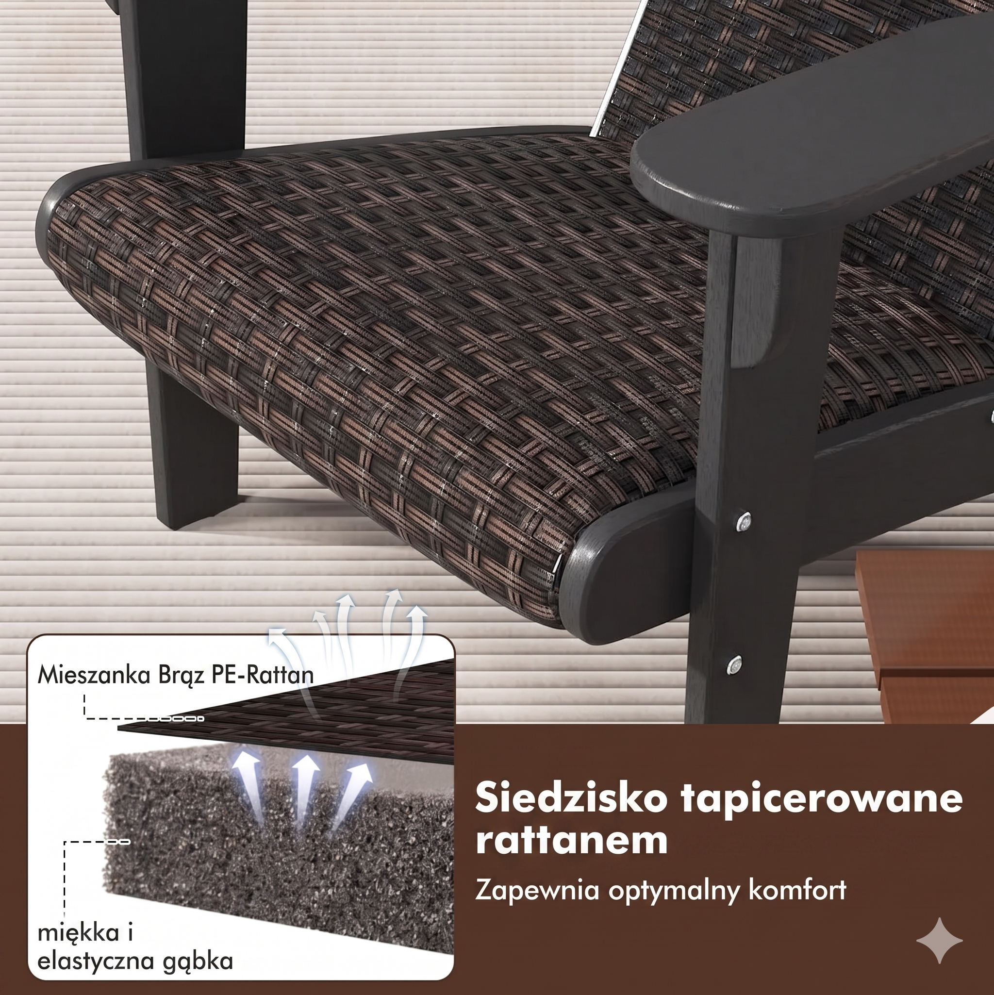 Fotel ogrodowy Adirondack — rattan PE - Zeleno