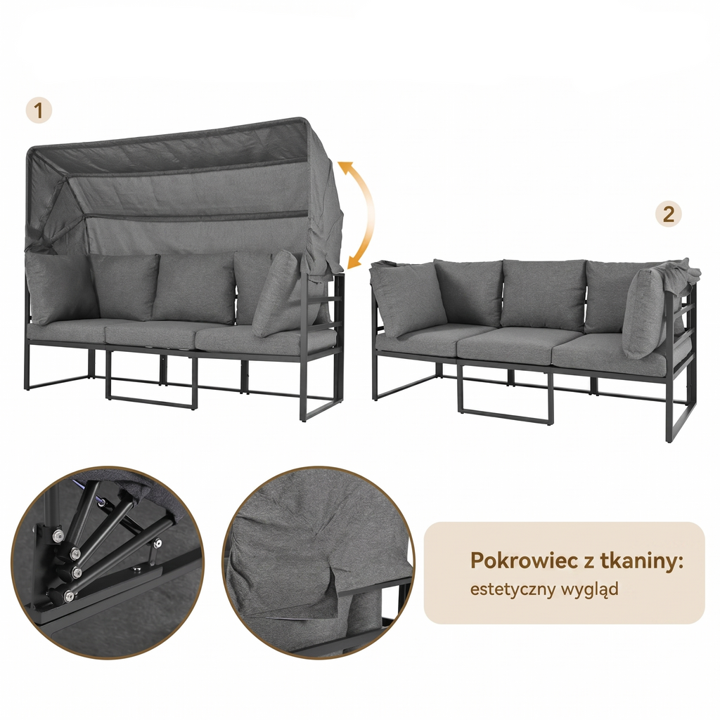 Modułowy zestaw mebli ogrodowych wypoczynkowy z zadaszeniem - Zeleno