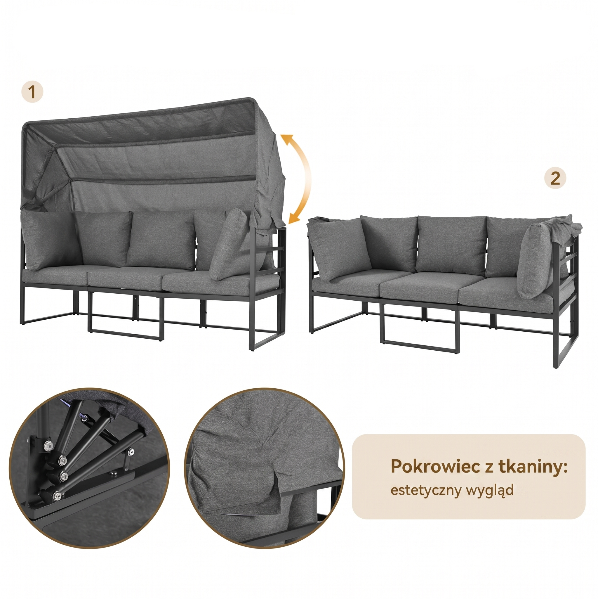 Modułowy zestaw mebli ogrodowych wypoczynkowy z zadaszeniem - Zeleno