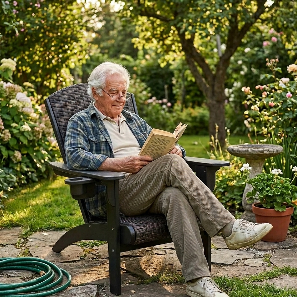 Fotel ogrodowy Adirondack — rattan PE - Zeleno