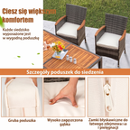 Zestaw mebli ogrodowych 7-elementowy — stół akacjowy + 6 foteli rattanowych z poduszkami - Zeleno