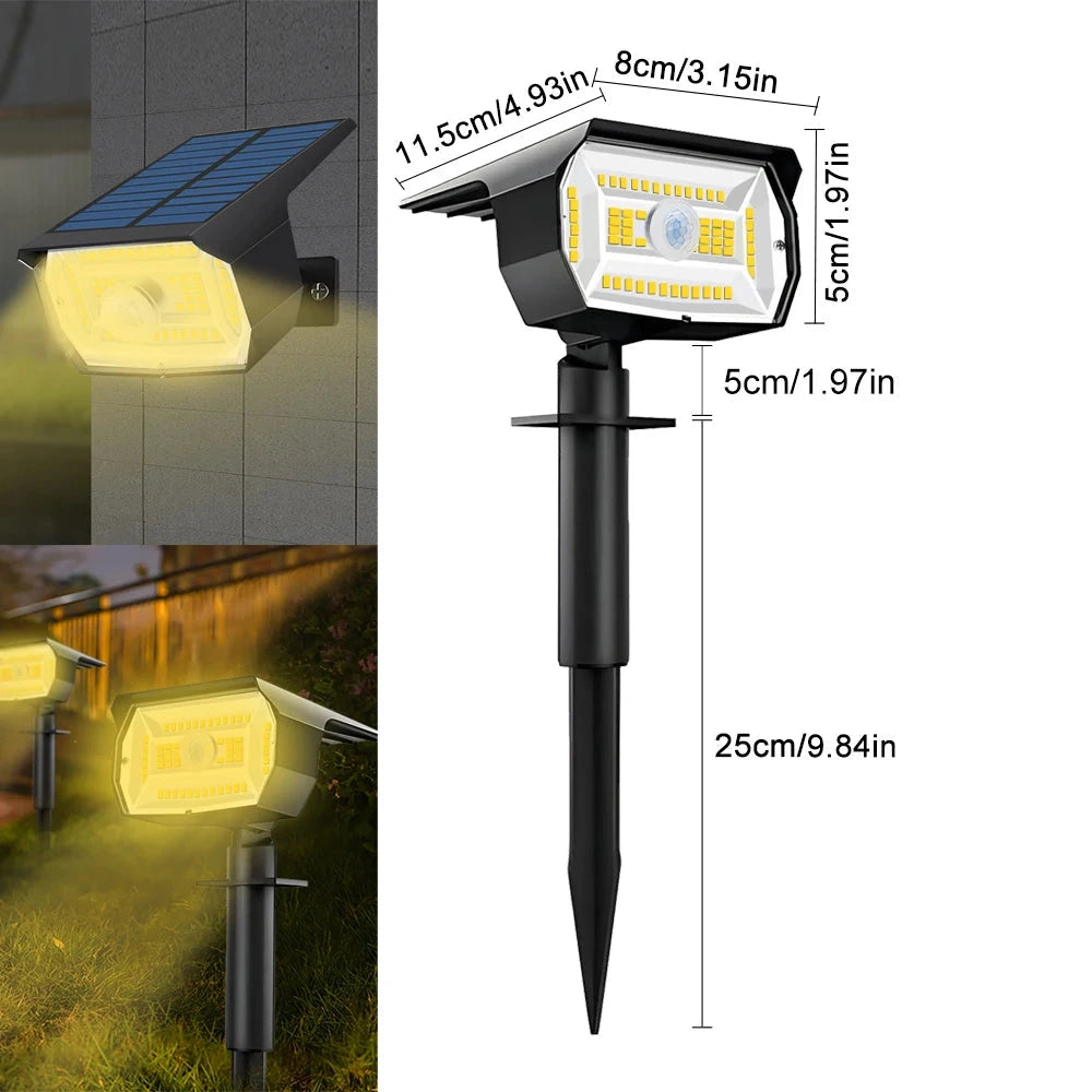 Lampy LED solne Zeleno do oświetlenia krajobrazu, wodoodporne IP65, z 72/68 LED, trzy tryby pracy na ogród i ścieżki