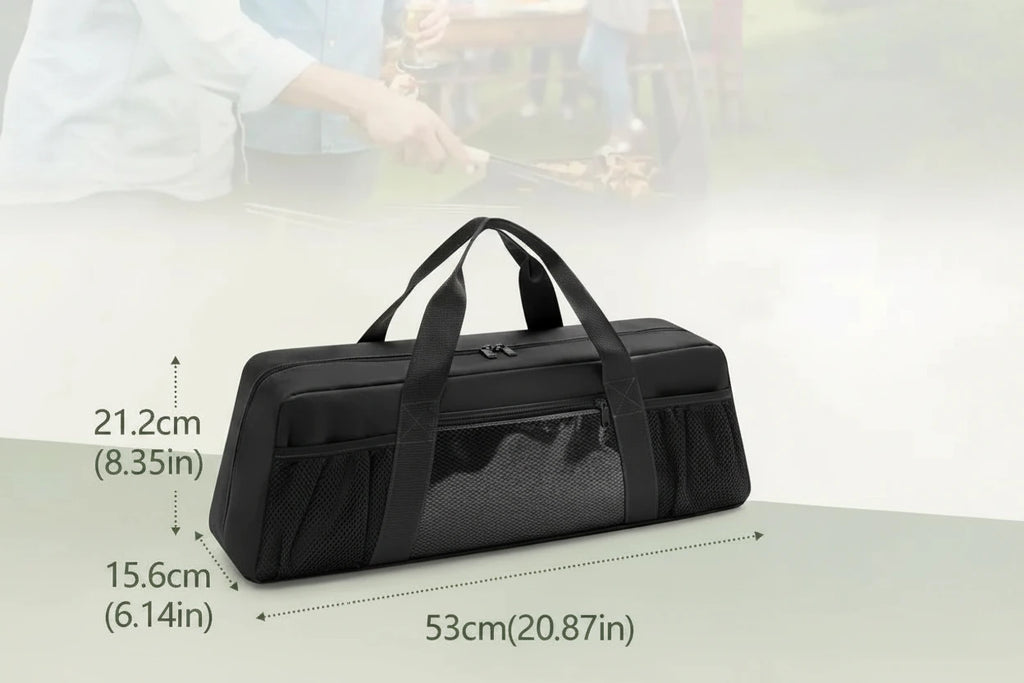 Wodoodporna torba na narzędzia grillowe Zeleno, pojemna z wieloma przegródkami i regulowanym organizerem, wzmocniona.