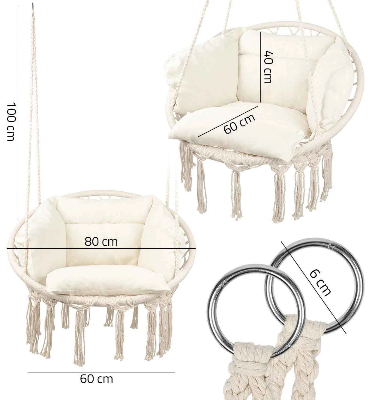 Fotel wiszący bocianie gniazdo w stylu boho - Zeleno