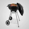 Grill węglowy kulisty z pokrywą — przenośny, z półką i popielnikiem - Zeleno