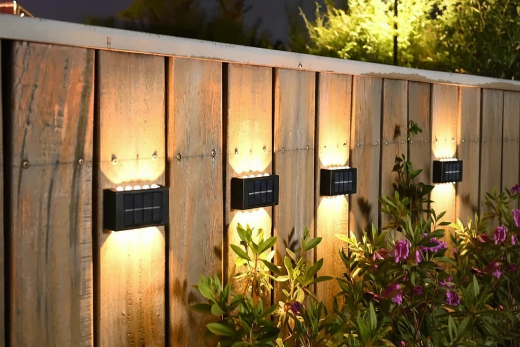 Zewnętrzna solarna lampa ścienna Zeleno, wodoodporna, oświetlenie w górę i w dół do ogrodu i podwórka, zasilana energią słoneczną
