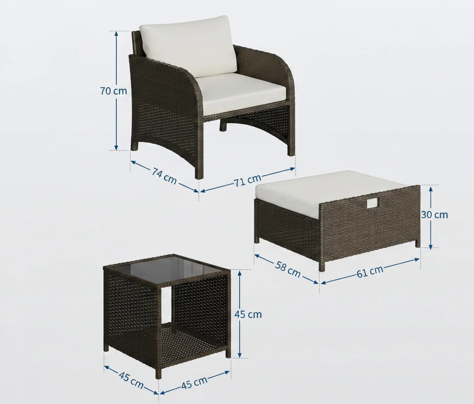 Elegancki Zestaw mebli z technorattanu – 5 Elementów