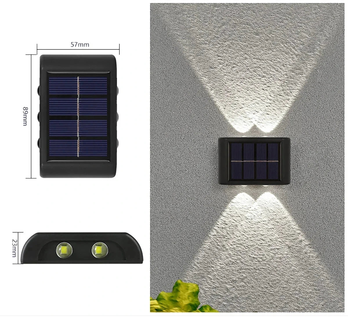 Zewnętrzna solarna lampa ścienna Zeleno, wodoodporna, zasilana energią słoneczną, do oświetlenia ogrodu i podwórka, dekoracja domu
