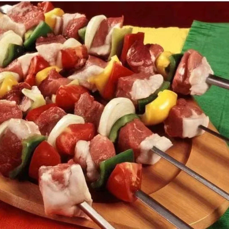 Zestaw 10 stalowych szpikulców grillowych Zeleno, długość 41 cm, do kebaba i grillowania w domu, wytrzymałe patyczki.