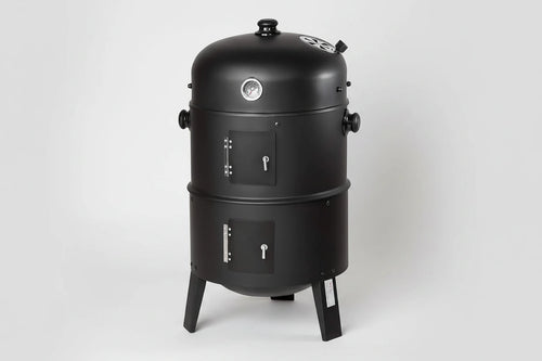 Grill węglowy 3w1 Zeleno z termometrem, BBQ i wędzarka w beczce, idealny na imprezy plenerowe, widok z góry