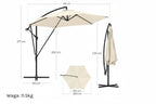 Parasol ogrodowy Zeleno z korbką, wodoodporny, z ochroną UV, regulowany kątem, na balkon, taras i ogród, z pokrowcem.