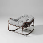 Rattan Rocking Chair with Thick Cushion Modern Wicker Oversized Lounge Egg Chair for Outdoor Patio Garden Indoor Home Furniture - Zeleno