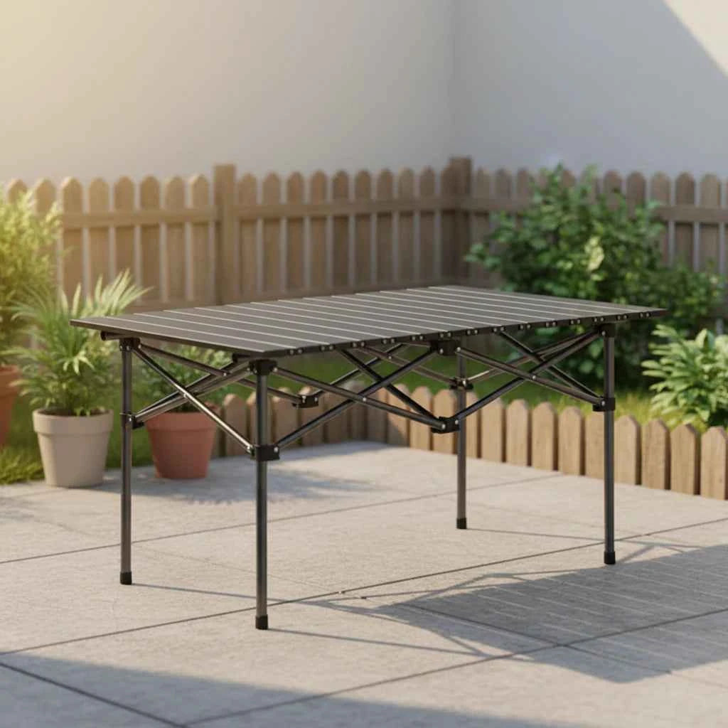 Stół składany aluminiowy z blatem rolowanym — 95×55 cm - Zeleno