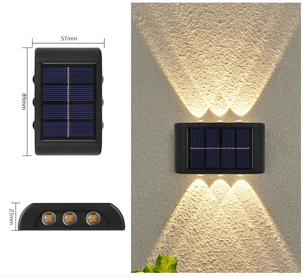 Zewnętrzna solarna lampa ścienna Zeleno, wodoodporna, zasilana energią słoneczną, do oświetlenia ogrodu i podwórka, dekoracyjna.