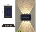 Zewnętrzna solarna lampa ścienna Zeleno, wodoodporna, zasilana energią słoneczną, do oświetlenia ogrodu i podwórka, dekoracyjna.