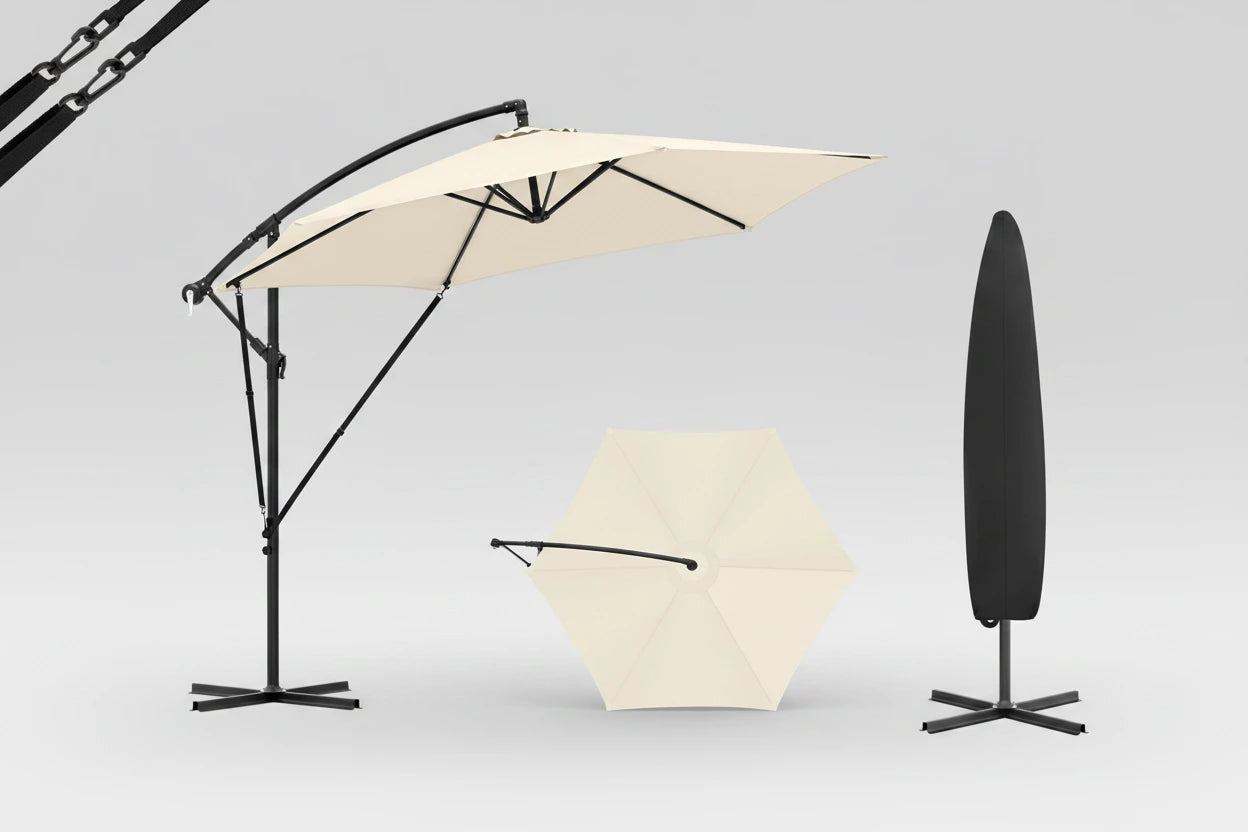 Parasol ogrodowy Zeleno z korbką, wodoodporny, z ochroną UV, regulowany kąt nachylenia, na balkon i taras.