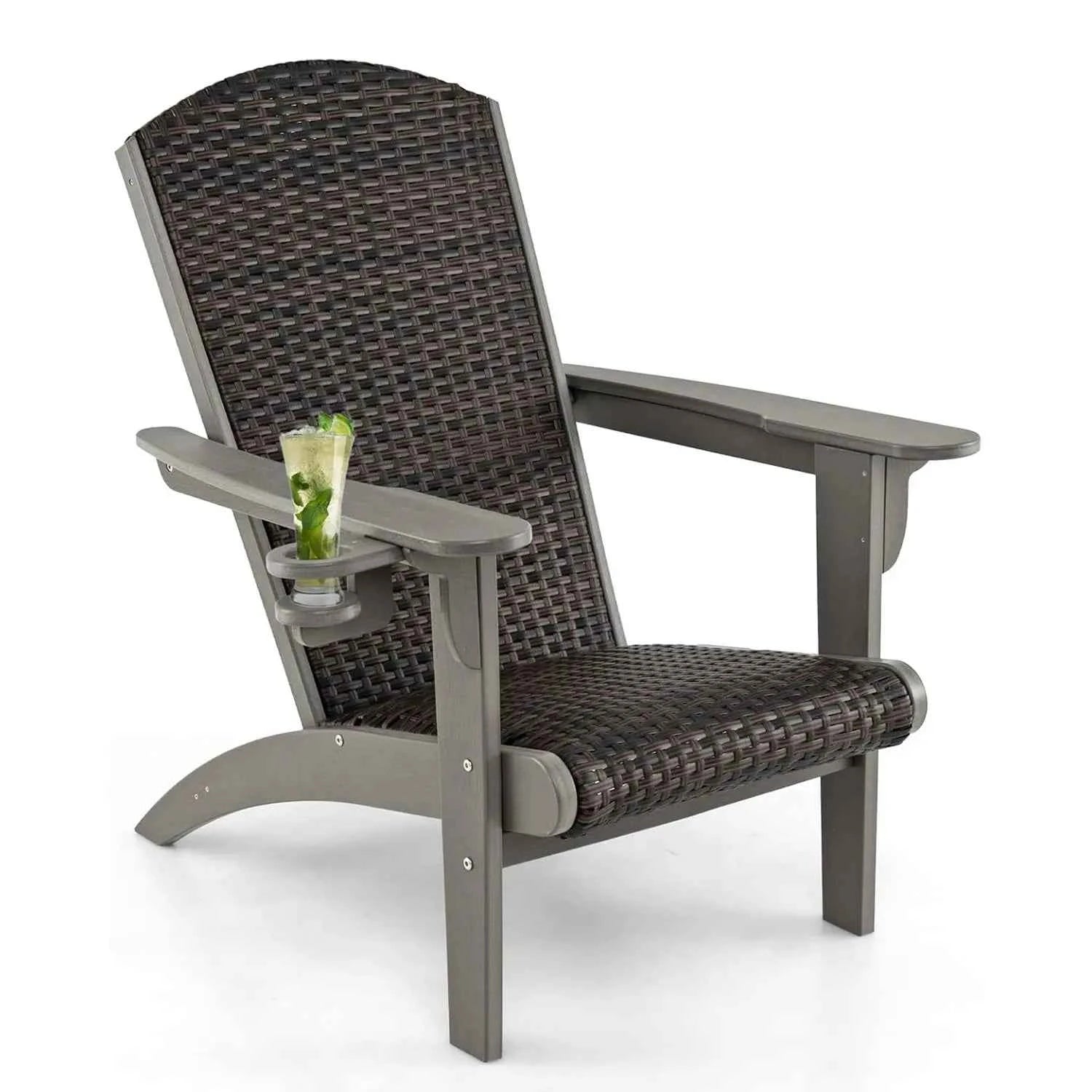 Fotel ogrodowy Adirondack — rattan PE - Zeleno