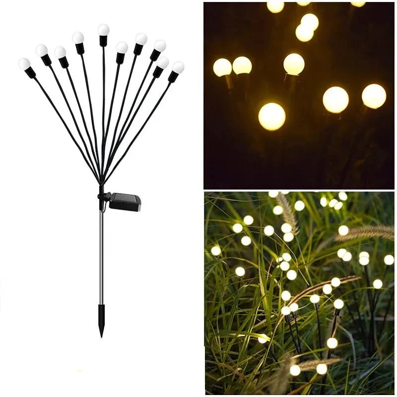 10 solarne lampy ogrodowe LED Zeleno w kształcie świetlików, lampy gruntowe na kolkach, dekoracja na Ramadanu i festiwale