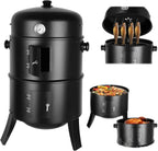 Zeleno grill węglowy 3 w 1 z termometrem, wędzarka i BBQ w beczce, idealny na imprezy plenerowe, widoczny na zdjęciu