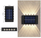 Zewnętrzna solarna lampa ścienna Zeleno, wodoodporna, zasilana energią słoneczną, oświetlenie do ogrodu i podwórka, dekoracyjna.