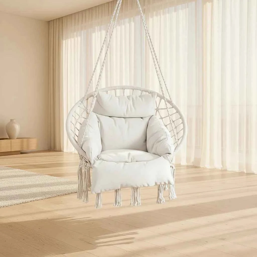 Fotel wiszący bocianie gniazdo w stylu boho - Zeleno