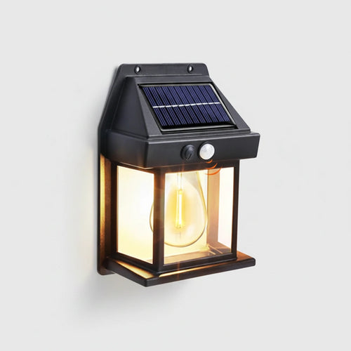 Zasilana energią słoneczną wodoodporna lampa ścienna Zeleno z czujnikiem ruchu, LED z filamentem do dekoracji ogrodu, 3 tryby, zestaw.