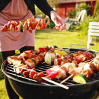 Grill węglowy kulisty z pokrywą — przenośny, z półką i popielnikiem - Zeleno