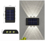 Solarna lampa ścienna Zeleno wodoodporna do ogrodu, podwórka, z oświetleniem w górę i w dół, zasilana energią słoneczną