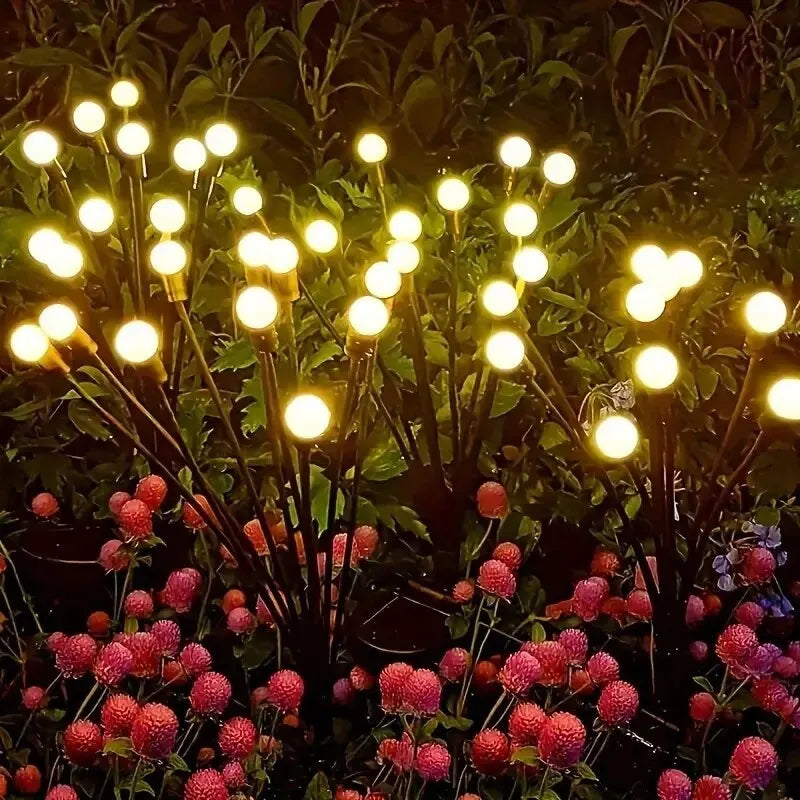 Zielone lampy ogrodowe solarne LED w kształcie świetlików, z wiatrem napędzane, do dekoracji na festiwale i Ramadan, z kolkami.