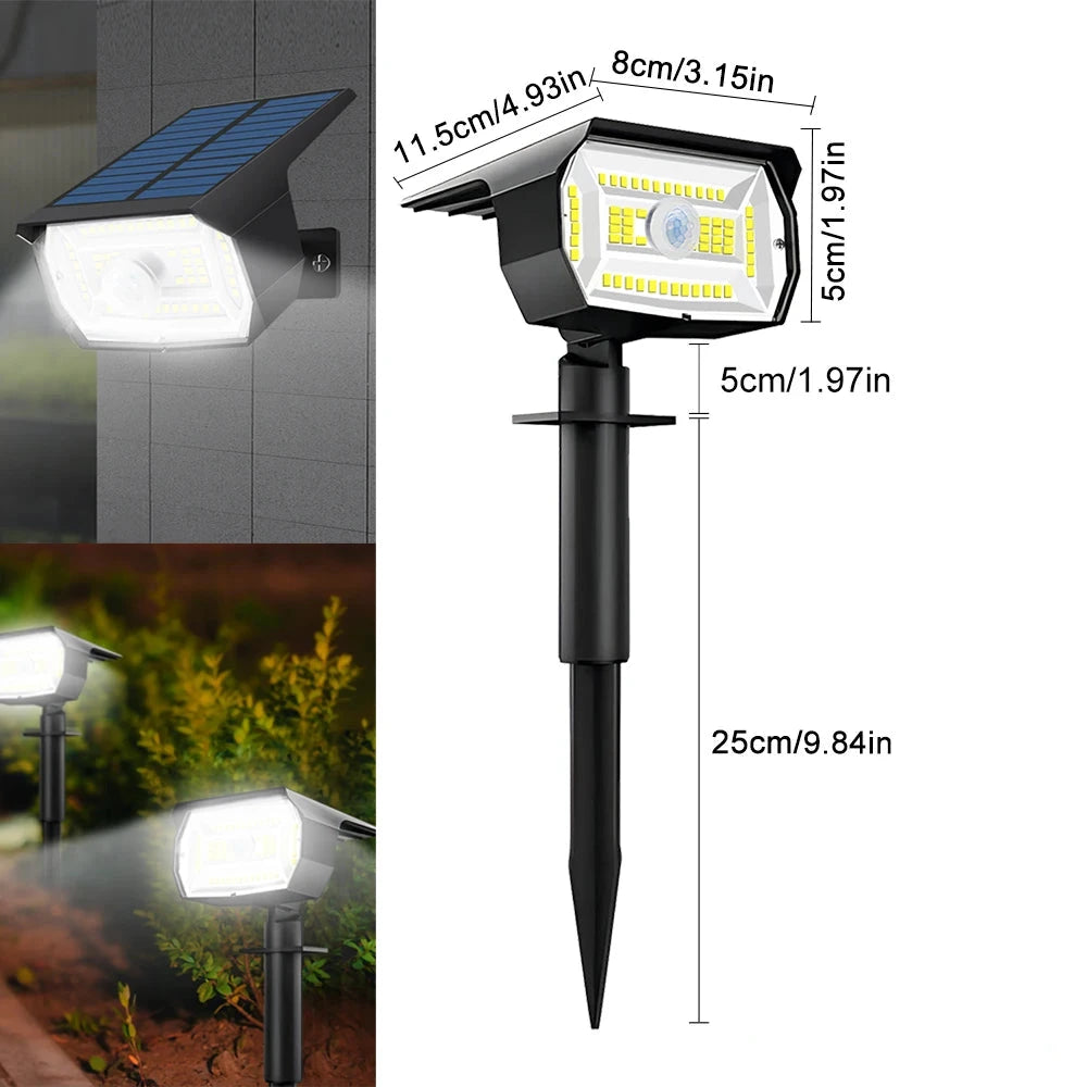 Lampy LED solne Zeleno do oświetlenia ogrodu, wodoodporne IP65, 72 LED, trzy tryby pracy, idealne na ścieżki i trawnik